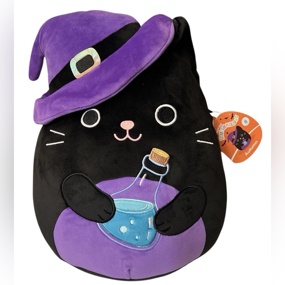 Squishmallows 12 inch Autumn the Witch Cat Halloween Potion Bottle Purple Hat